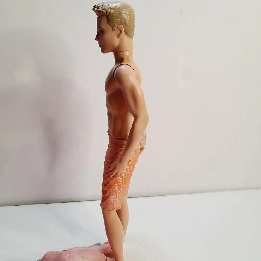 Barbie Fashionistas 2013 Blonde Ken Doll Painted Hair Orange Shorts